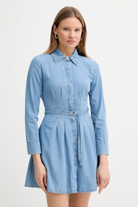 Bavlněné šaty Liu Jo modrá barva, mini, UA5127 DS070