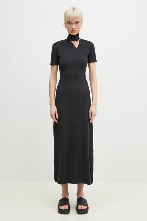 Платье Y-3 Fitted Neck Closure Dress цвет чёрный maxi прямое JI7088