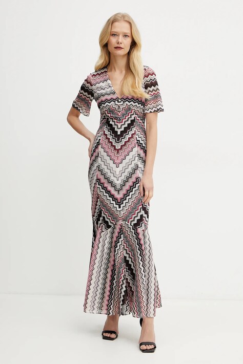 Missoni rochie culoarea bej, maxi, evazată, DS25SG1J.BR00ZV