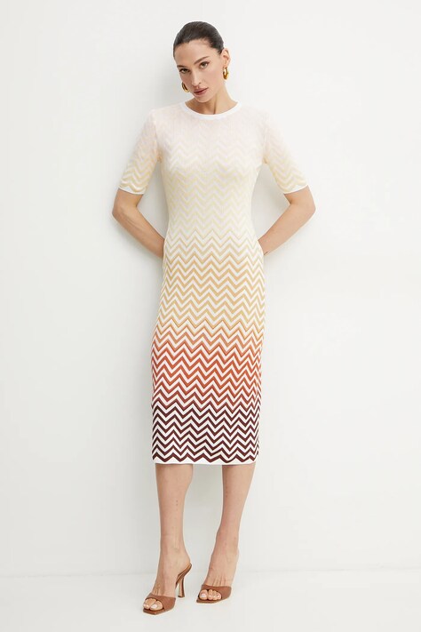 Šaty Missoni bílá barva, midi, DS25SG0T.BK044V