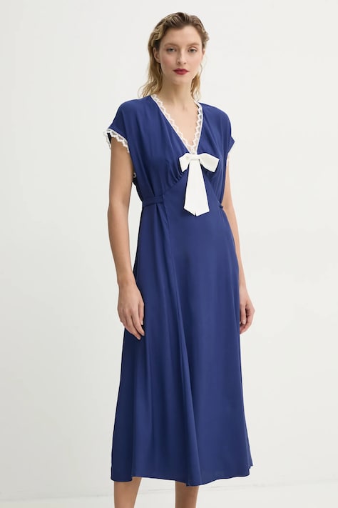 Рокля The Sleeper в тъмносиньо среднодълга разкроена BWDR03P004B