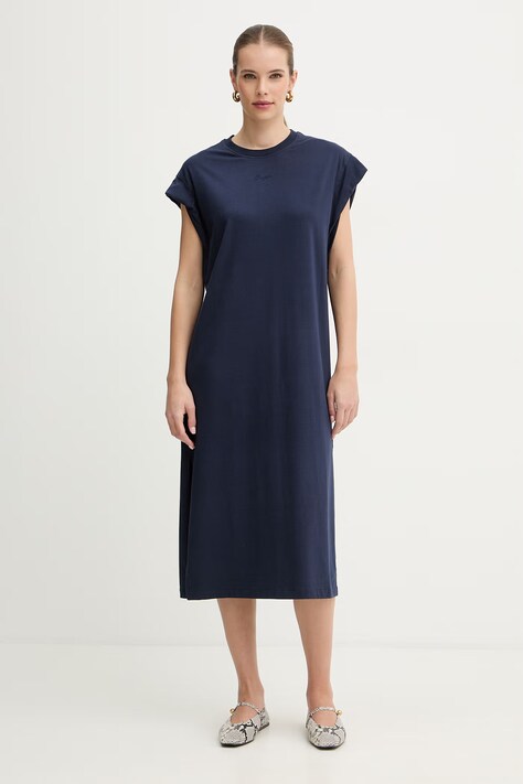 BOSS Orange sukienka kolor granatowy midi prosta 50540442
