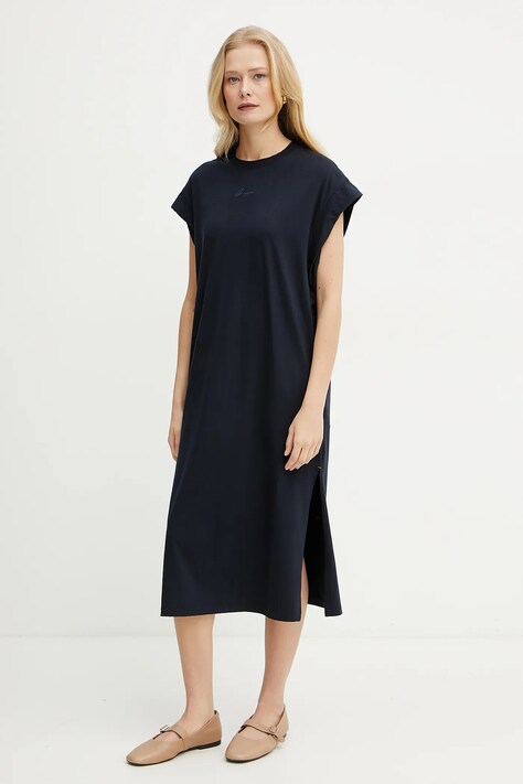 BOSS Orange rochie culoarea bleumarin, midi, dreaptă, 50540442