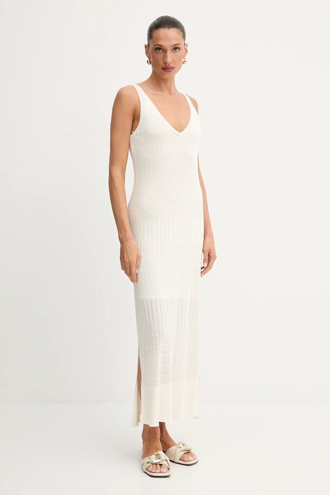 BOSS Orange rochie culoarea bej, maxi, mulată, 50535506