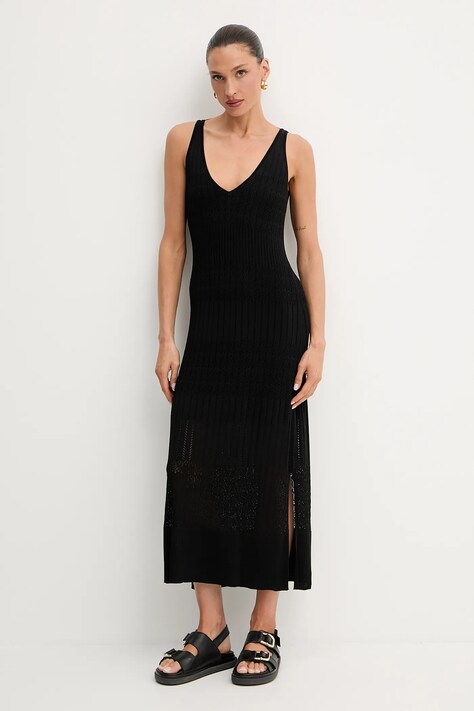 BOSS Orange rochie culoarea negru, maxi, mulată, 50535506