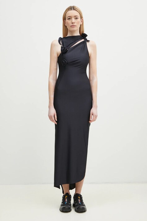 Šaty Coperni Asymmetric Flower černá barva, maxi, COPR44545C