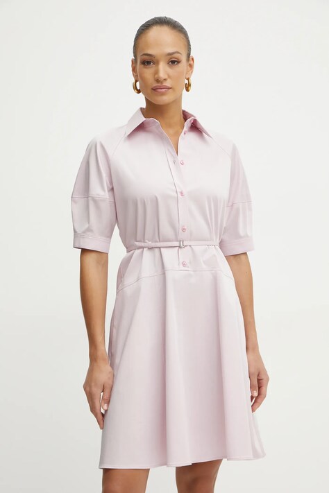 BOSS rochie culoarea roz, mini, evazată, 50537388