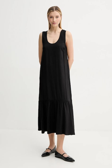 Samsoe Samsoe rochie SALERO culoarea negru, midi, dreaptă, F25100168