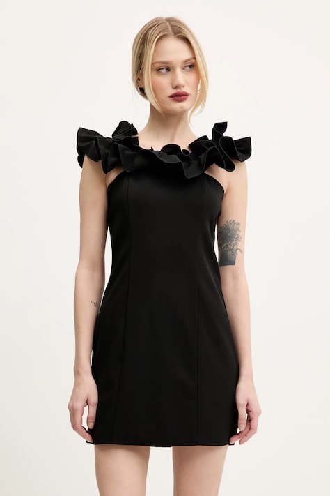 Rotate rochie culoarea negru, mini, mulată, 113810100