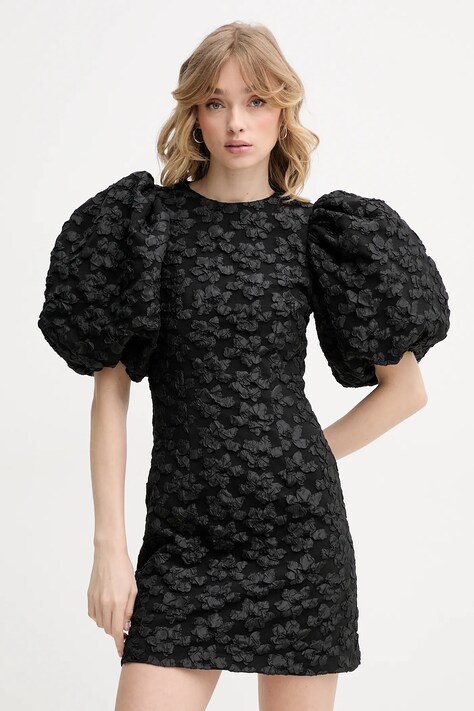 Rotate rochie culoarea negru, mini, dreaptă, 114480100