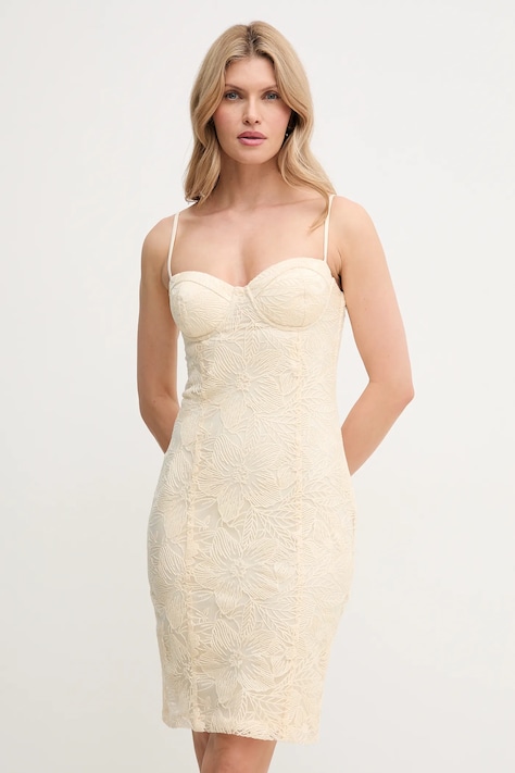 Платье Guess SERENE цвет бежевый mini облегающее W5GK0N KCVJ0