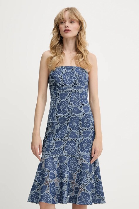 Guess rochie MAISY culoarea bleumarin, mini, evazați, W5GK0R WGSU0