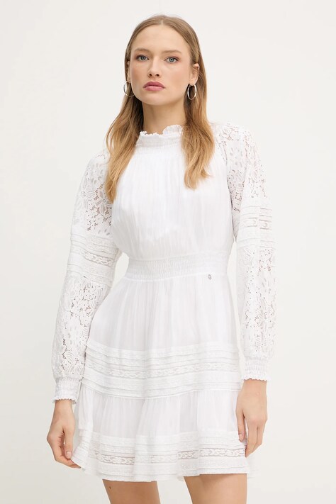 Guess vestito in cotone AUDREY colore bianco  W5GK24 WE550