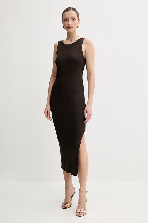 Guess rochie JIULIA culoarea maro, maxi, mulată, W5GK47 Z3L10