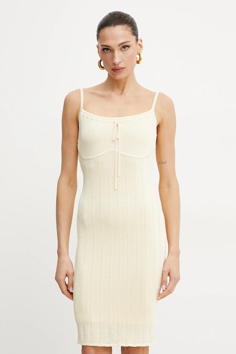 Guess rochie REINA culoarea bej, mini, mulată, W5GK67 Z3NX0