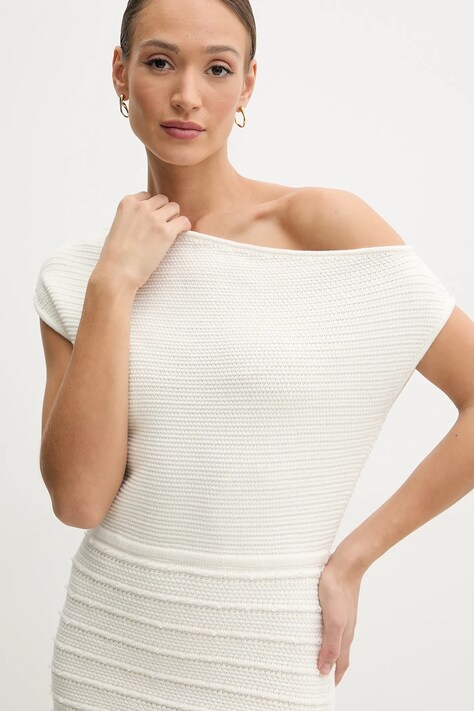 Guess rochie din bumbac NATALIA culoarea bej, mini, mulată, W5GK68 Z2YL1