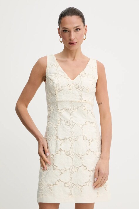 Guess rochie VEGA culoarea bej, mini, mulată, W5GK72 WH6I0
