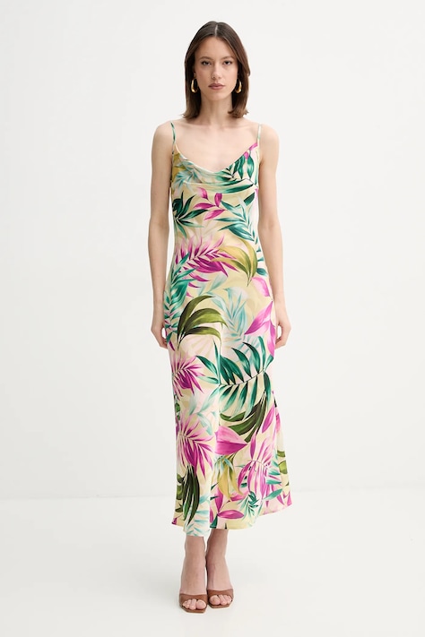 Guess rochie NEW AKILINA culoarea bej, maxi, mulată, W5GK85 WH9C2