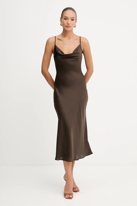 Guess sukienka NEW AKILINA kolor brązowy maxi dopasowana W5GK85 WH9C2