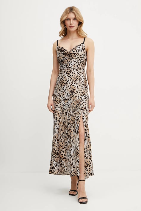 Guess rochie ADLE culoarea bej, maxi, evazată, W5GT10 WF1T2
