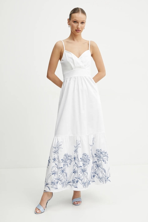 Платье Guess цвет белый maxi расклешённое W5GT26 WH580