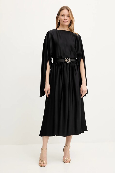Guess rochie GIGI culoarea negru, midi, evazată, W5PK1L WHHB0