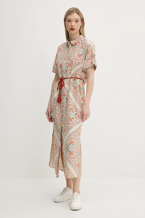 Superdry rochie culoarea bej, maxi, dreaptă, W8011893A-F4T