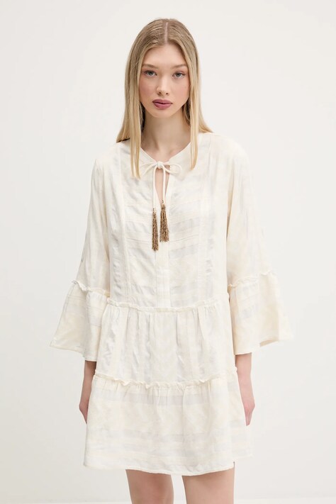 Superdry rochie culoarea bej, mini, evazată, W8011916A-ZEA