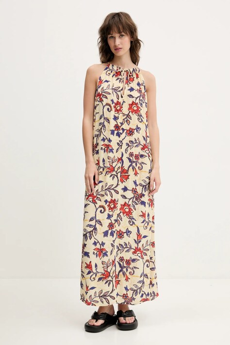 Superdry rochie culoarea bej, maxi, evazată, W8011954A-F7X