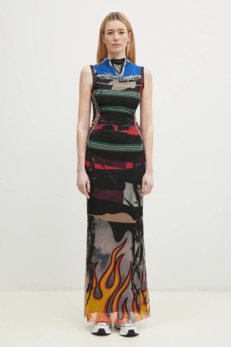 Ottolinger sukienka Mesh Maxi kolor czarny maxi dopasowana 101-500301-01