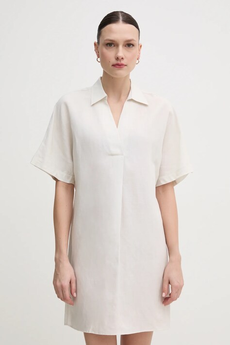 Calvin Klein rochie din amestec de in culoarea bej, mini, oversize, K20K208382