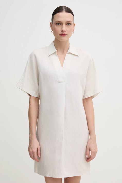 Calvin Klein rochie din amestec de in culoarea bej, mini, oversize, K20K208382