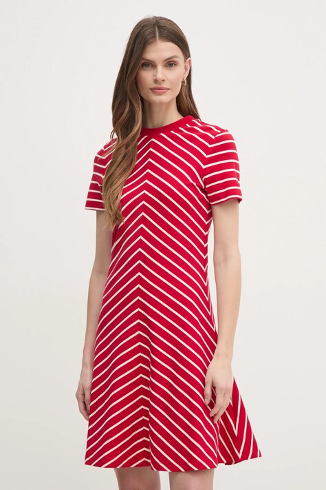 Bavlněné šaty Tommy Hilfiger červená barva, mini, WW0WW45521