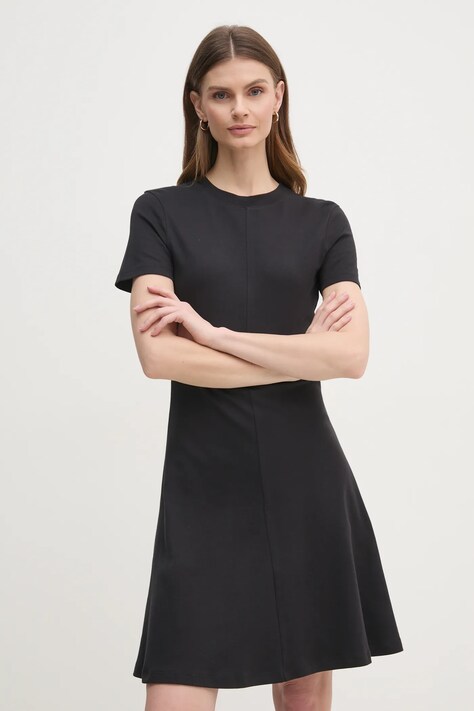 Tommy Hilfiger rochie din bumbac culoarea negru, mini, evazată, WW0WW45521