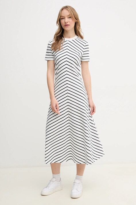 Bavlněné šaty Tommy Hilfiger modrá barva, midi, WW0WW44547