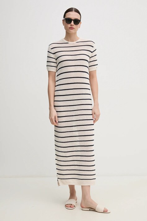 Tommy Hilfiger rochie culoarea bej, maxi, dreaptă, WW0WW44489