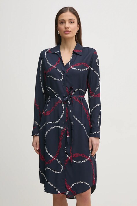Tommy Hilfiger ruha sötétkék, mini, egyenes, WW0WW44665