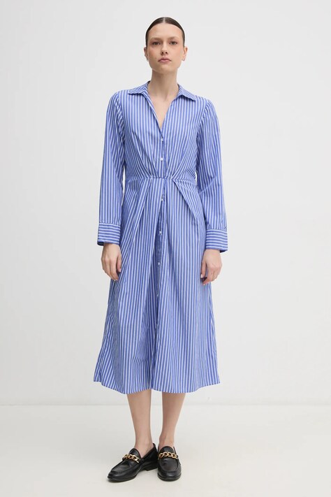 Tommy Hilfiger rochie din bumbac culoarea violet, midi, evazată, WW0WW44670