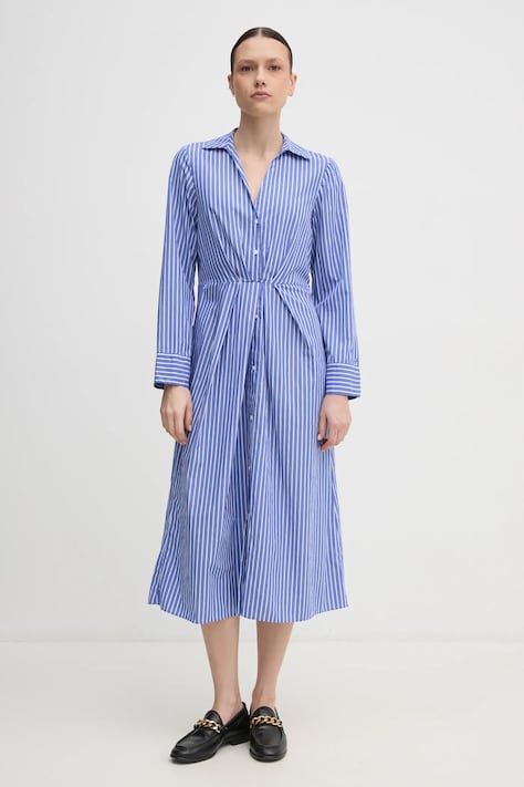 Bavlněné šaty Tommy Hilfiger fialová barva, midi, WW0WW44670