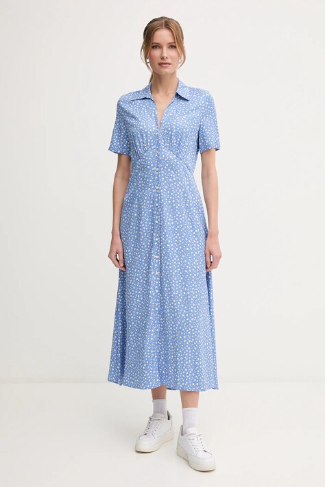 Šaty Tommy Hilfiger fialová farba, maxi, áčkový strih, WW0WW45941