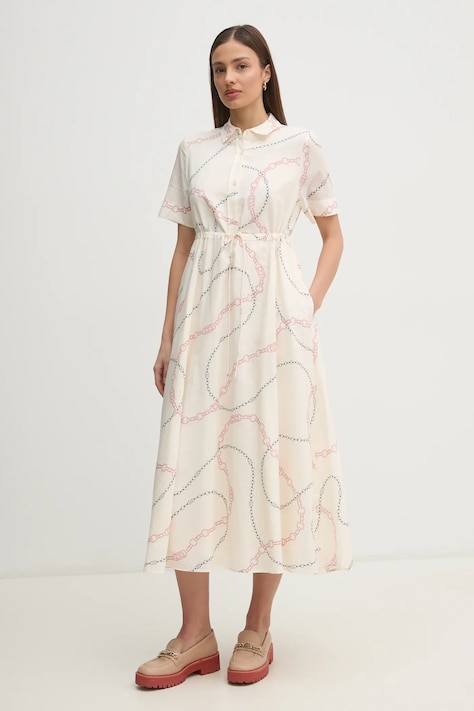 Tommy Hilfiger sukienka kolor beżowy maxi rozkloszowana WW0WW46009