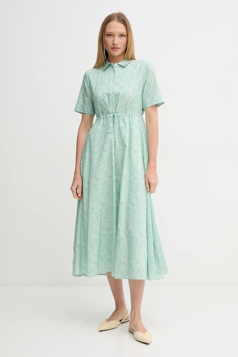 Tommy Hilfiger rochie culoarea verde, maxi, evazată, WW0WW46009