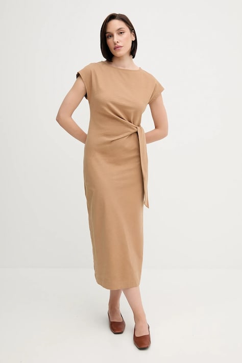 Tommy Hilfiger sukienka bawełniana kolor zielony maxi prosta WW0WW45159