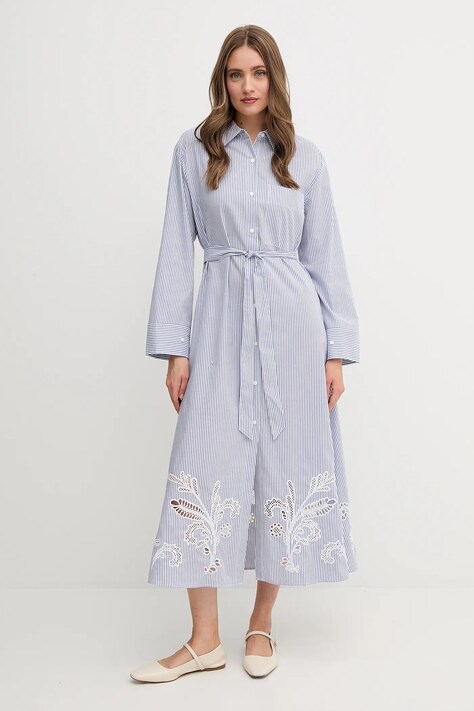Tommy Hilfiger rochie din bumbac midi, dreaptă, WW0WW44660