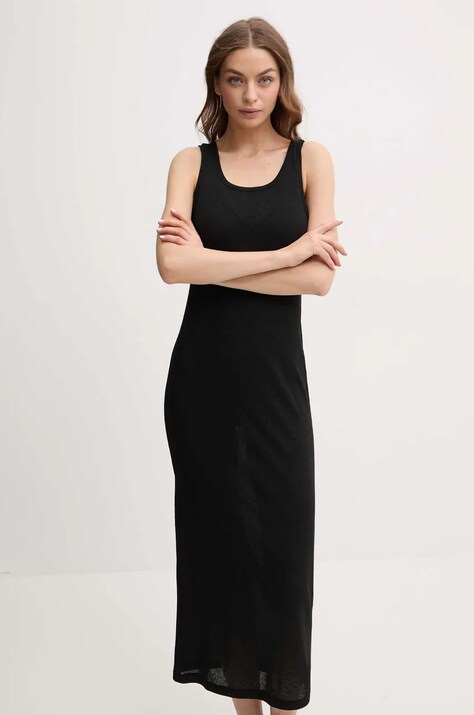 Calvin Klein rochie culoarea negru, midi, mulată, KW0KW02821