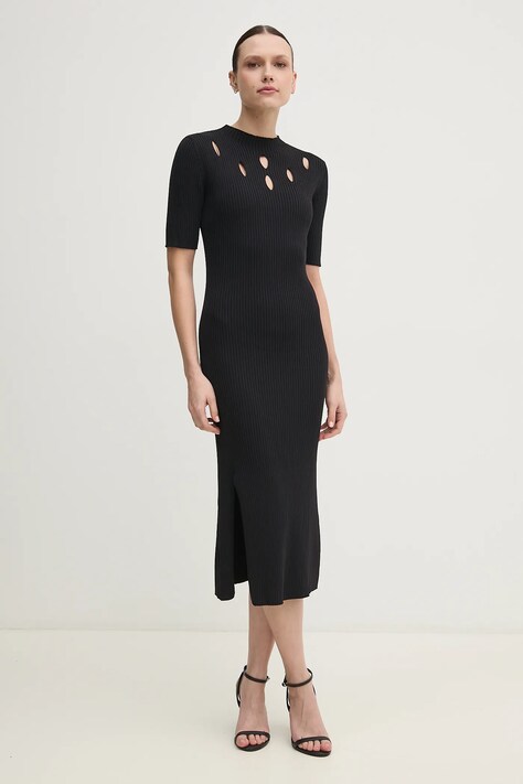 Šaty Dkny černá barva, midi, P5AUAU74