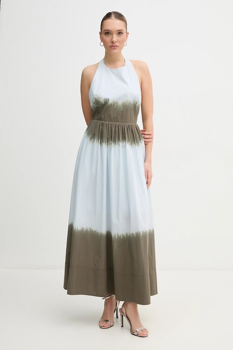 Dkny sukienka bawełniana kolor niebieski maxi rozkloszowana DJ5D9063