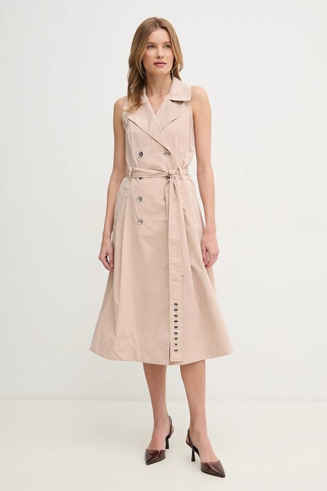 Šaty Dkny béžová barva, midi, DD5P1H93
