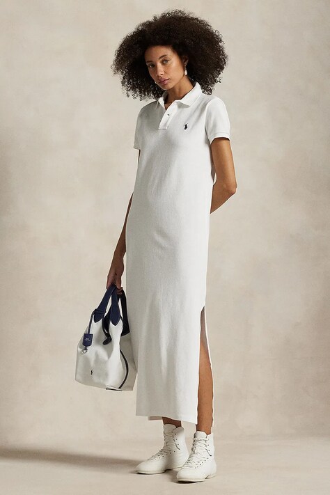 Polo Ralph Lauren rochie sport din bumbac albă simplă 211968291