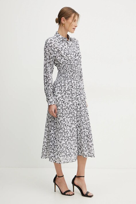 MICHAEL Michael Kors rochie culoarea negru, midi, evazată, MS5830BGRX